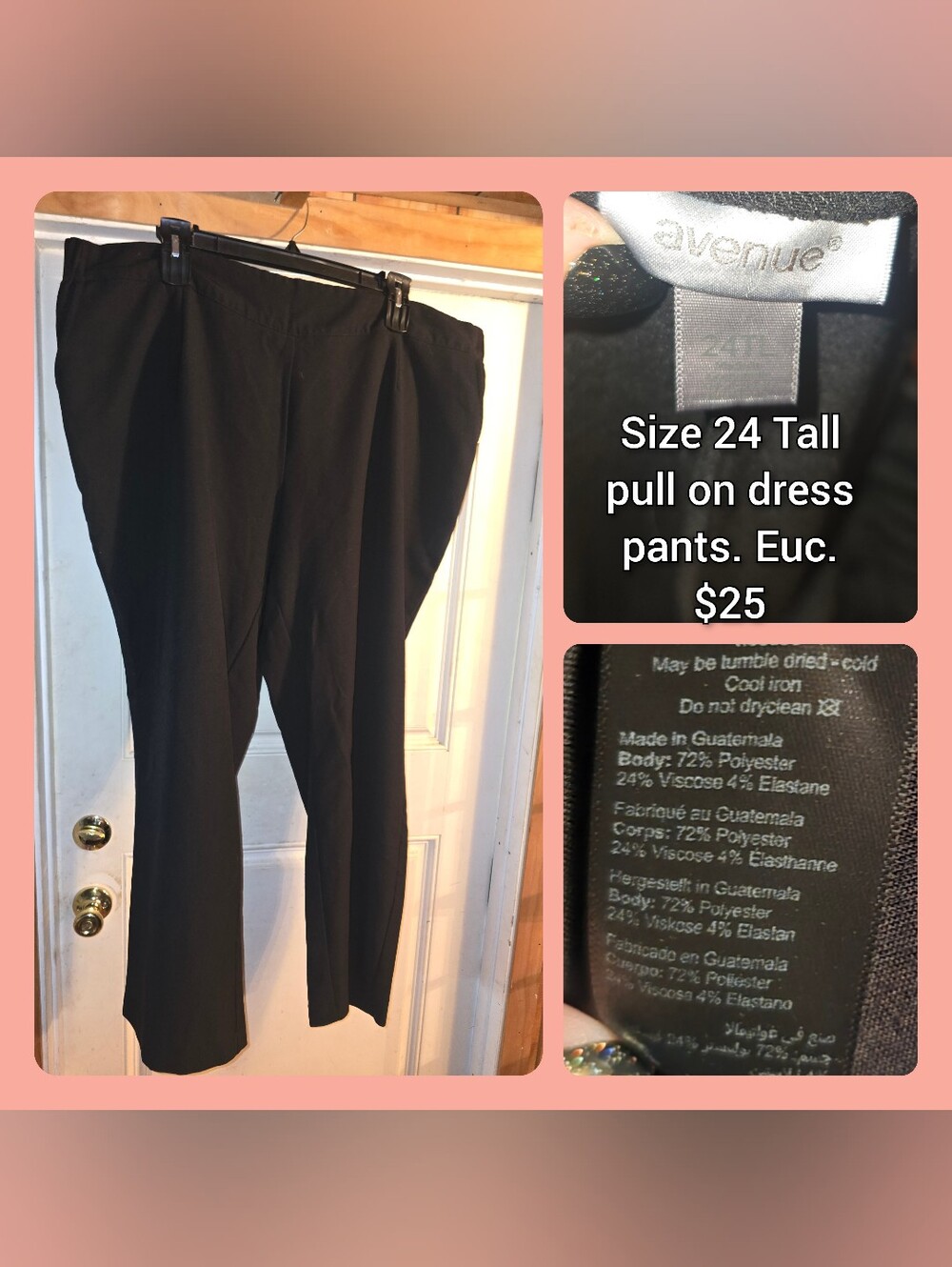 Avenue Black Pull-On Trousers